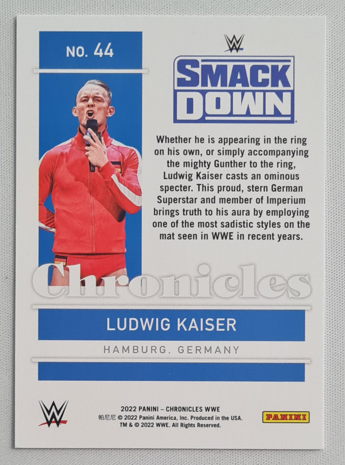 Ludwig Kaiser - 2022 Panini Chronicles Wrestling WWE SMACK DOWN #44