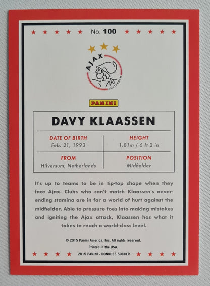 Davy Klaassen - 2015 Panini Donruss Soccer Ajax AFC #100