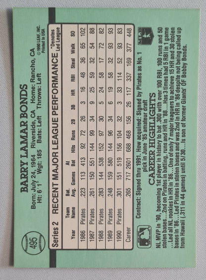 Barry Bonds - 1990 Donruss Leaf MLB Baseball Pittsburgh Pirates #495