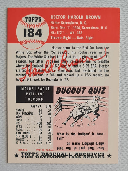 Hal Brown - 1991 Topps MLB Baseball Boston Red Sox #184