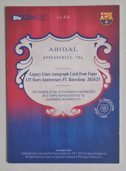 Eric Abidal - 2025 Topps Barcelona 125 Anniversary Legacy Lines Auto Pink /99 #LL-EA FC Barcelona
