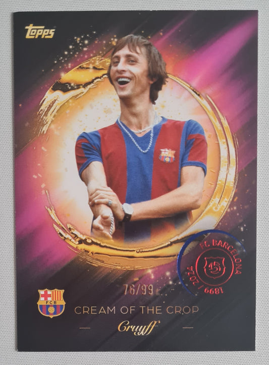 Johan Cruyff - 2025 Topps Barcelona 125 Anniversary Cream of the Crop /99 #CR-6 FC Barcelona
