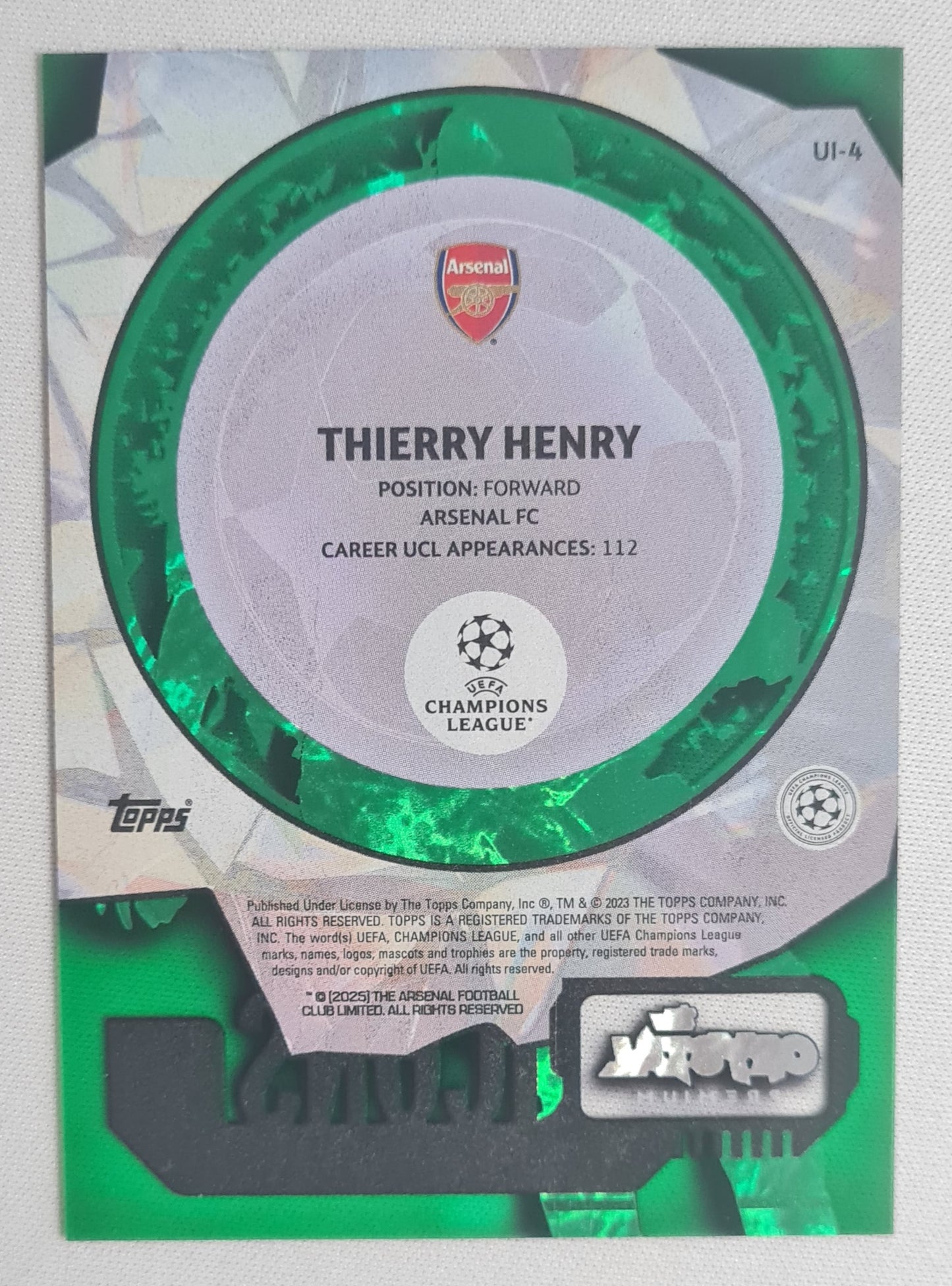 Thierry Henry - 2024 Topps Crystal Premium CL Icons Green 21/75 #UI-4 Arsenal FC
