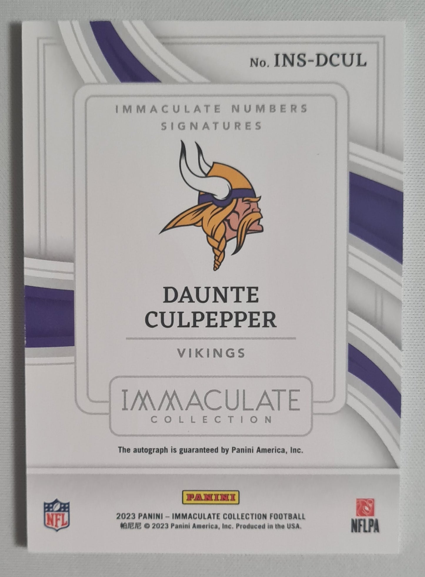 Daunte Culpepper - 2023 Panini Immaculate Collection Auto /11 #INS-DCUL Minnesota Vikings
