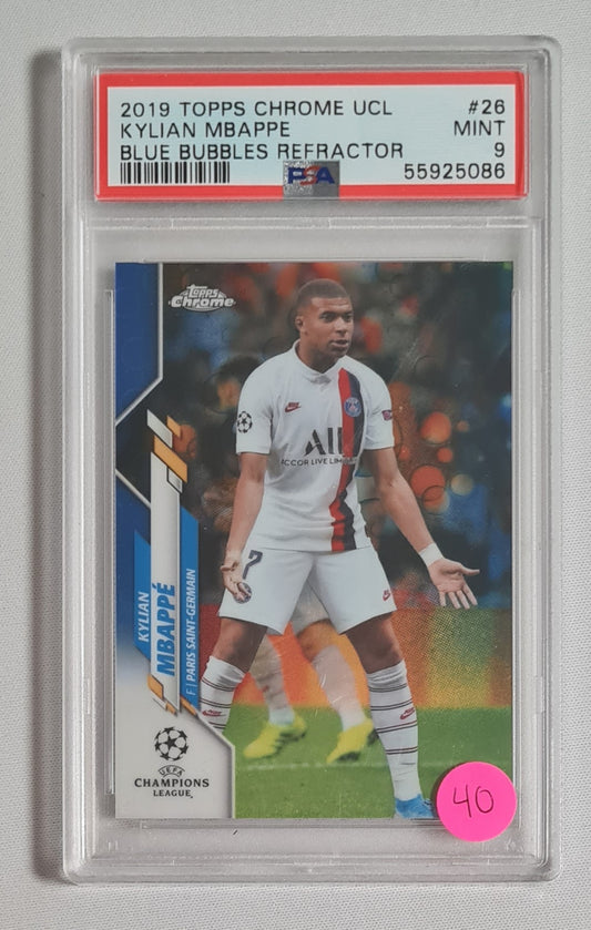 Kylian Mbappe - 2019 Topps Chrome UCL Blue Bubbles Refractor PSA 9 #26 Paris Saint-Germain