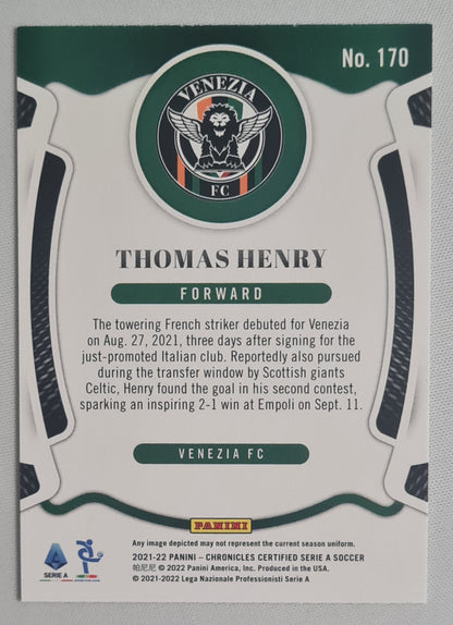 Thomas Henry - 2021/22 Panini Chronicles Certified Serie A Soccer Venezia #170