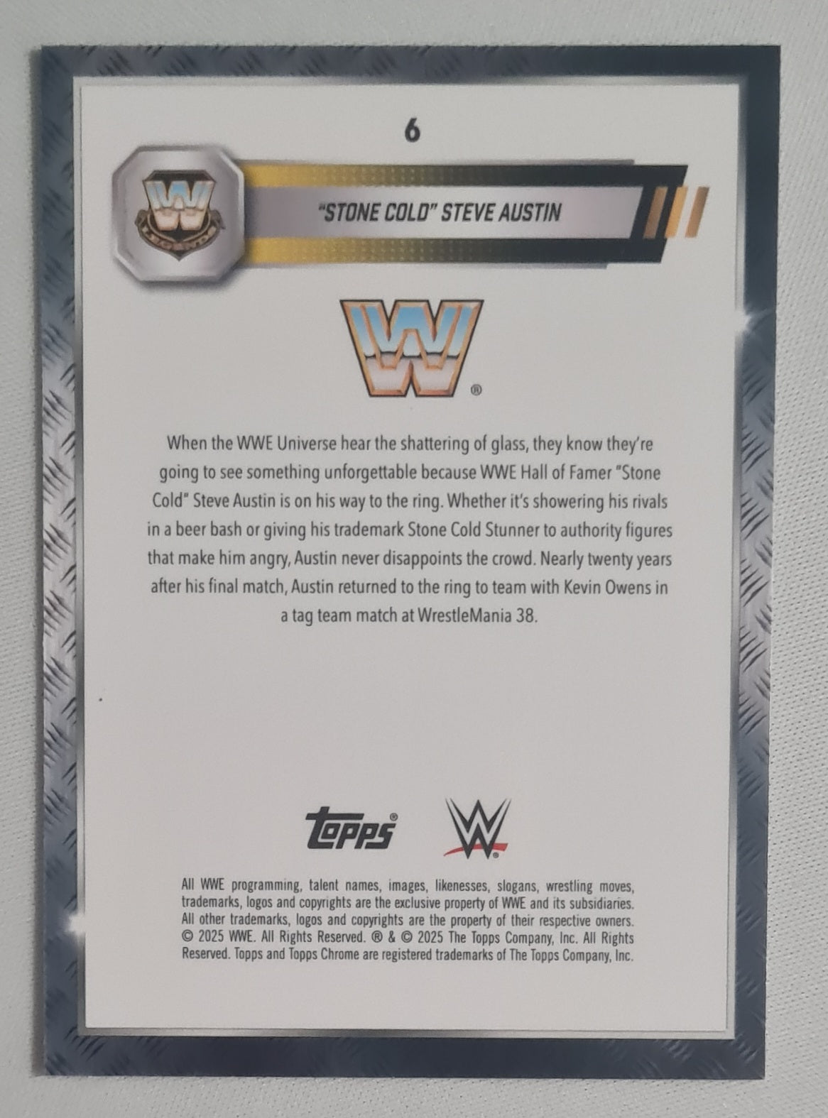 Stone Cold Steve Austin - 2025 Topps Chrome WWE Wrestling #6 Refractor