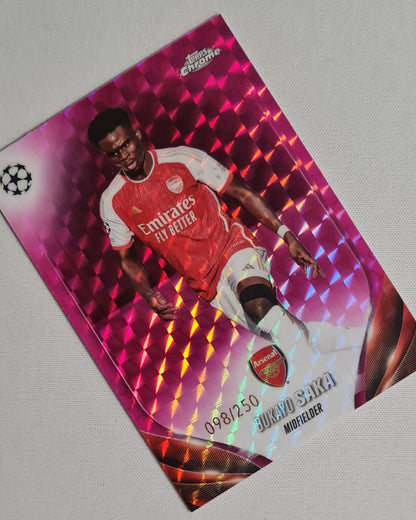 Bukayo Saka - 2024 Topps Chrome UEFA CL FC Arsenal #148 /250 Pink Geomatric