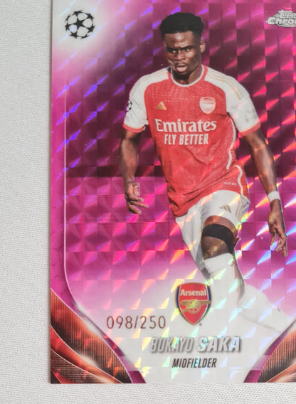 Bukayo Saka - 2024 Topps Chrome UEFA CL FC Arsenal #148 /250 Pink Geomatric