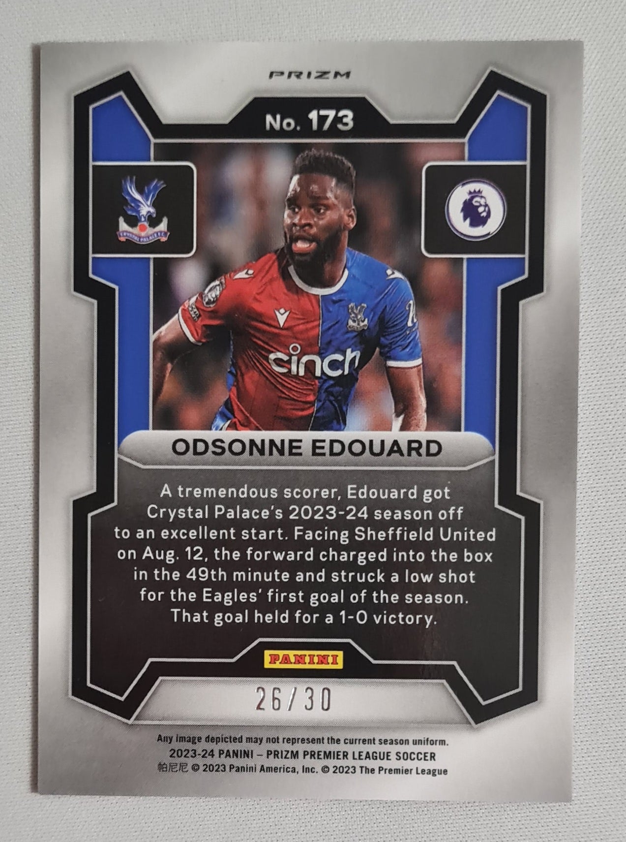 Odsonne Edouard - 2023/24 Panini Prizm Permier League Soccer #173 Choice Red Prizm /30