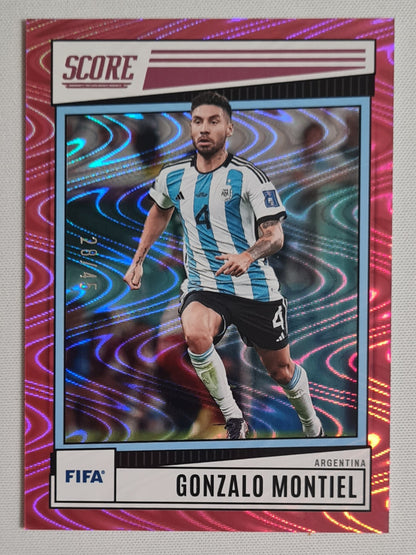 Gonzalo Montiel - 2022/23 Panini Score FIFA Soccer National Team AFA Argentina #97 Pink Swirl /45