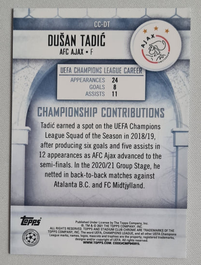 Dusan Tadic - 2021 Topps Chrome AFC Ajax Championship Contributions #CC-DT Refractor