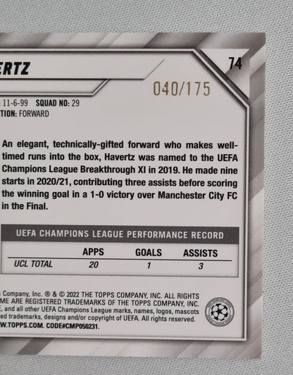 Kai Havertz - 2022 Topps Chrome Champions League Chelsea FC #74 /175 Pink