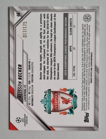 Alisson Becker - 2022 Topps Chrome Champions League Liverpool FC #48 /175 Pink