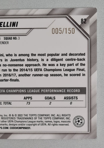 Giorgio Chiellini - 2022 Topps Chrome Champions League Juventus #82 /150 Blue