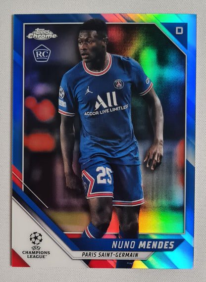 Nuno Mendes - 2022 Topps Chrome Champions League (RC) Paris Saint-German #22 /150 Blue