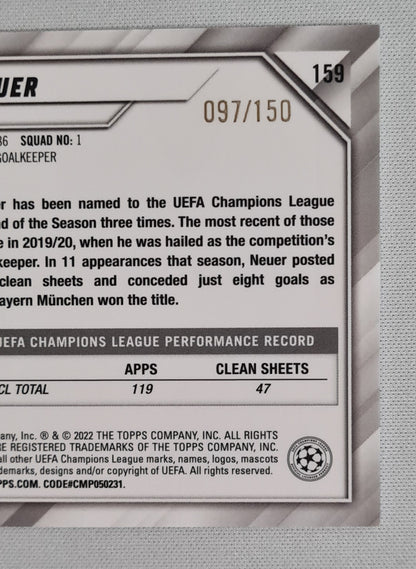 Manuel Neuer - 2022 Topps Chrome Champions League FC Bayern Munchen #159 /150 Blue