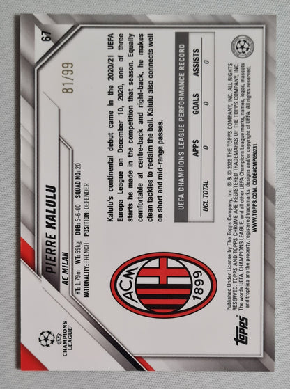 Pierre Kalulu - 2022 Topps Chrome Champions League AC Milan #67 /99 Green