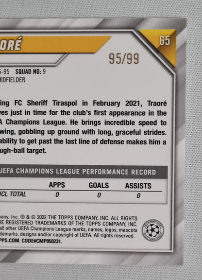 Adama Traore - 2022 Topps Chrome Champions League (RC) FC Sheriff #65 /99 Green