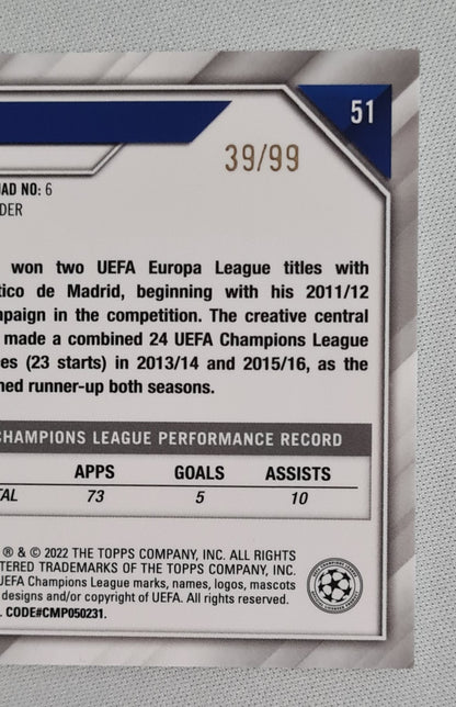 Koke - 2022 Topps Chrome Champions League Club Atletico de Madrid #51 /99 Green