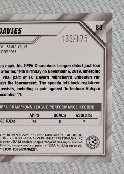 Alphonso Davies - 2022 Topps Chrome Champions League FC Bayern Munchen #88 /175 Pink