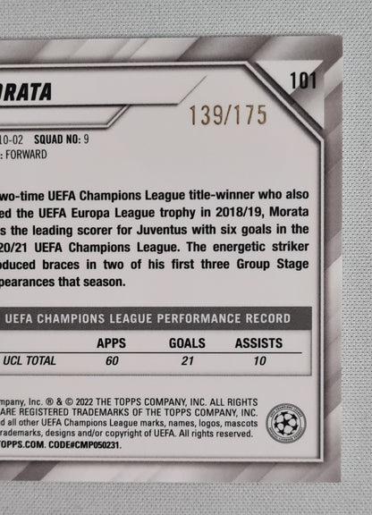 Alvaro Morata - 2022 Topps Chrome Champions League Juventus #101 /175 Pink