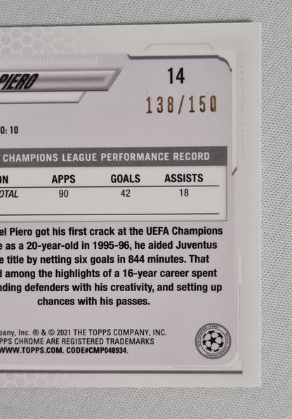 Alessandro del Piero - 2021 Topps Chrome Champions League Juventus #14 /150 Tiel