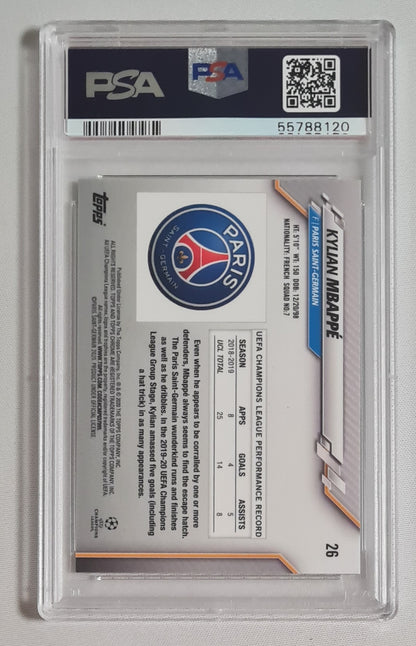 Kylian Mbappe - 2019 Topps Chrome UCL PSG Paris Saint Germain Refractor #26 PSA 9 MINT