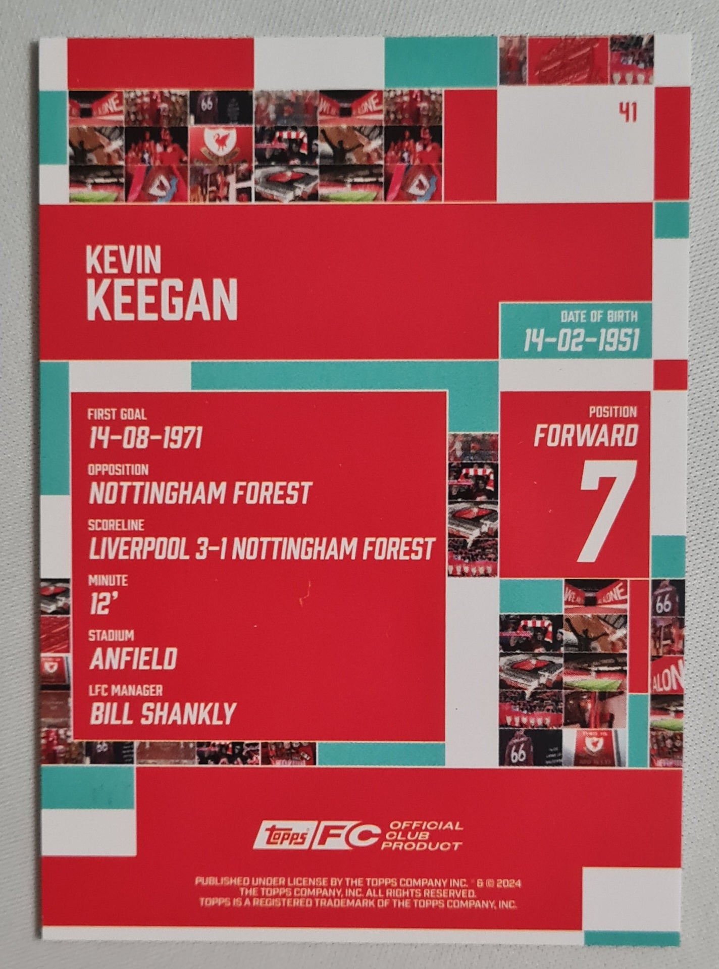Kevin Keegan - 2024 Topps Official Club Product Liverpool F.C. #41 /250