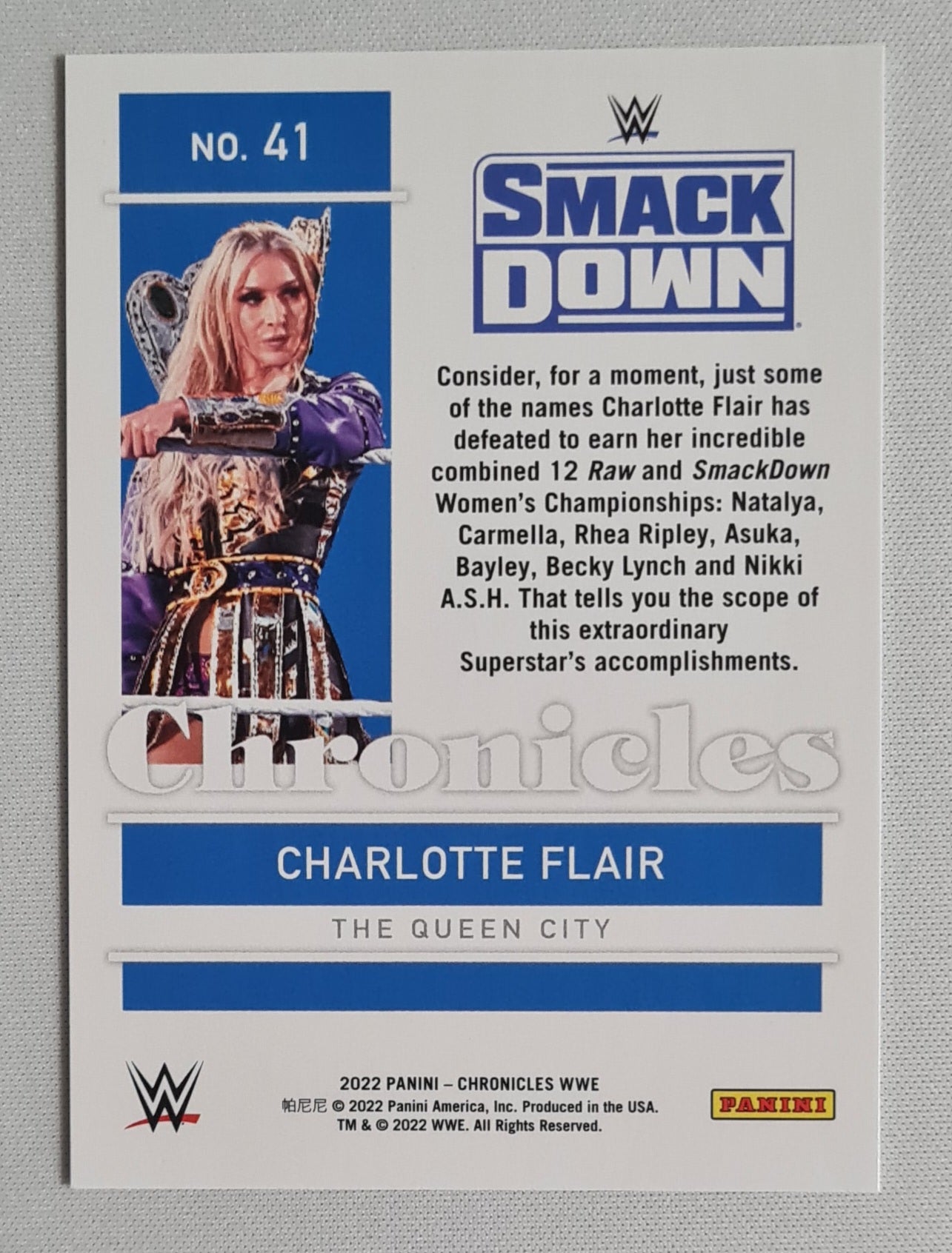 Charlotte Flair - 2022 Panini Chronicles WWE - The Queen City - Smack Down #41