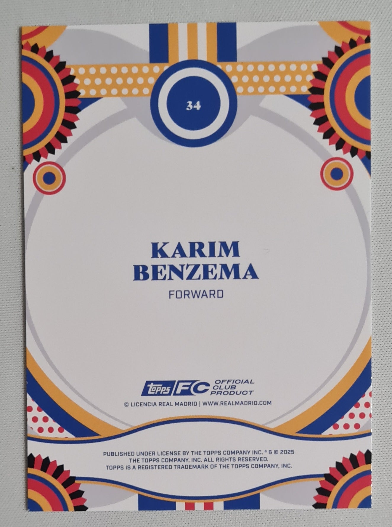 Karim Benzema - 2025 Topps Real Madrid Team Set Flamenco #34 Speckle