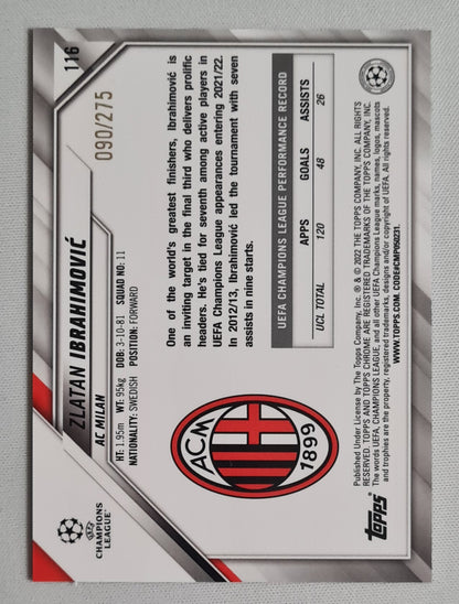 Zlatan Ibrahimovic - 2022 Topps Chrome ACM AC Milan CL #116 Speckle /275