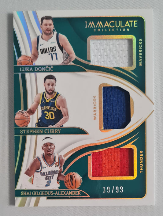 Luka Doncic/ Stephen Curry/ Shai Gilgeous-Alexander - 2023/24 Panini Immaculate Collection Basketball #ITM-LSS /triple Patch RARE!