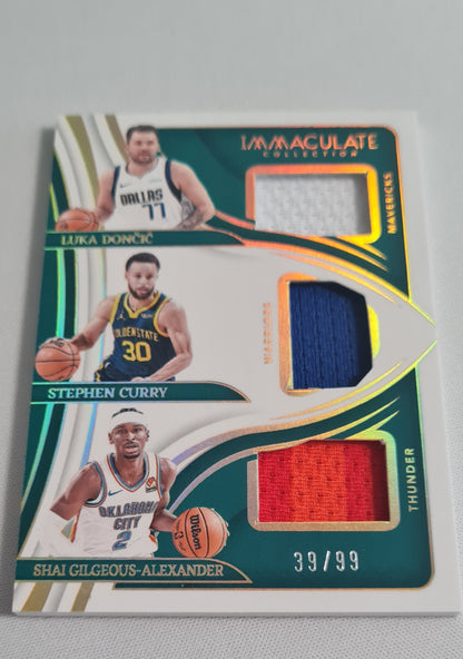 Luka Doncic/ Stephen Curry/ Shai Gilgeous-Alexander - 2023/24 Panini Immaculate Collection Basketball #ITM-LSS /triple Patch RARE!