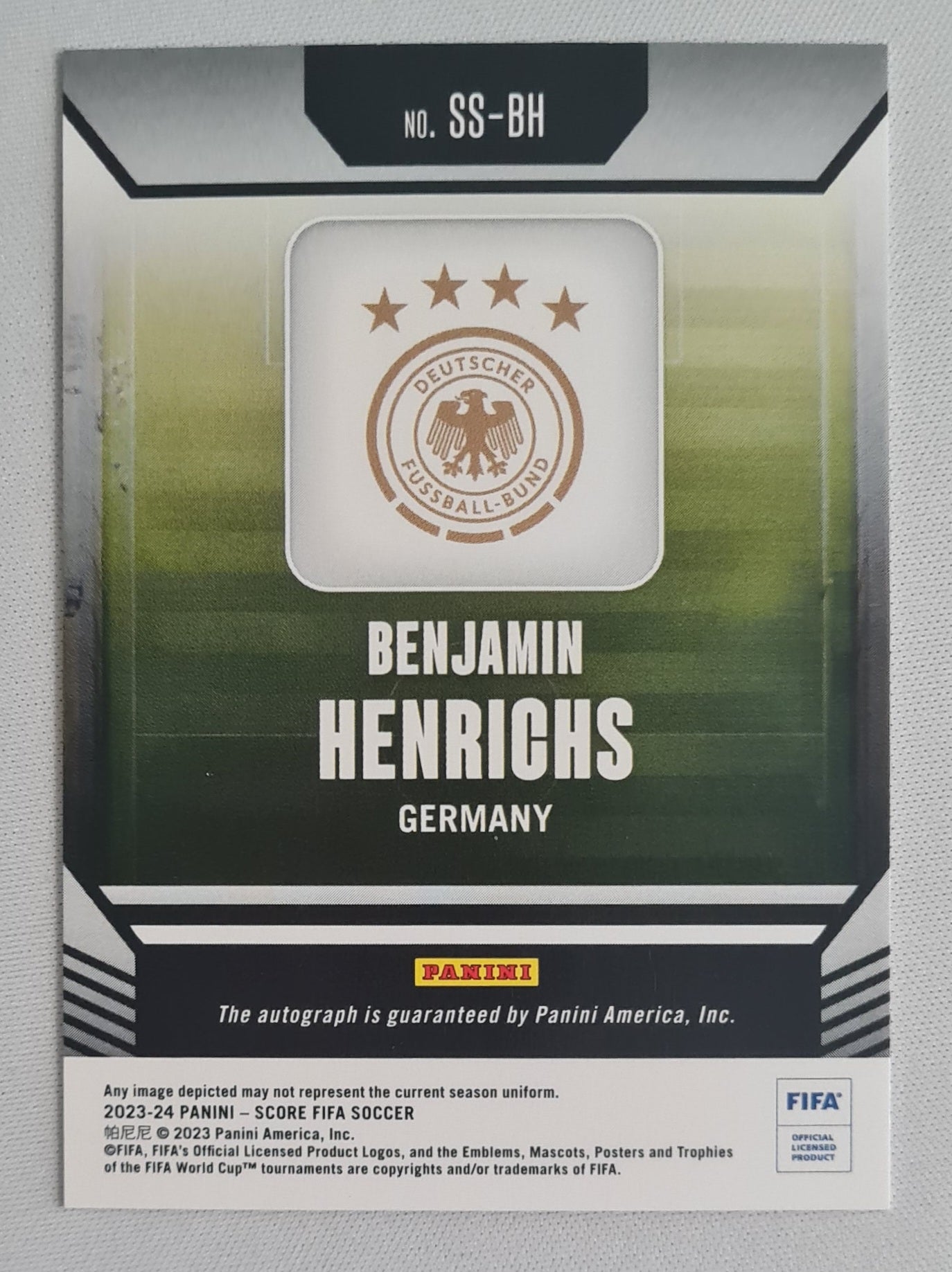 Benjamin Henrichs - 2023 Panini Score FIFA Soccer National Team Germany #SS-BH /Auto 1 of 1 (!) RARE