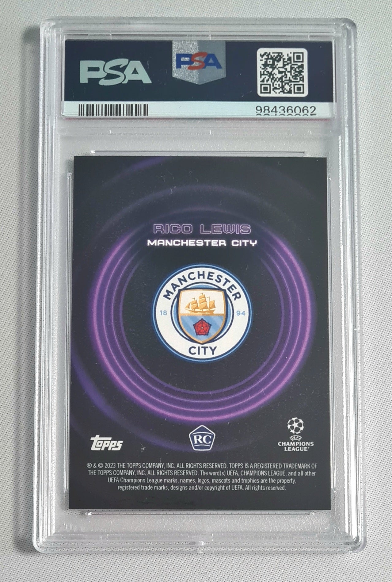 Rico Lewis - 2022/23 Topps UCC Showtime CL Manchester City (RC) Showcase Auto-Purple / Auto PSA 10 GEM MINT