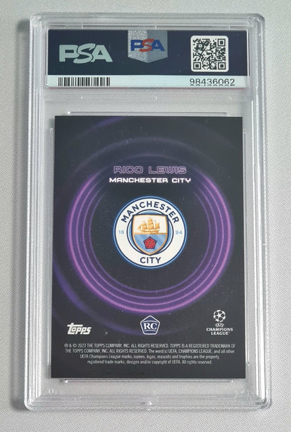 Rico Lewis - 2022/23 Topps UCC Showtime CL Manchester City (RC) Showcase Auto-Purple / Auto PSA 10 GEM MINT