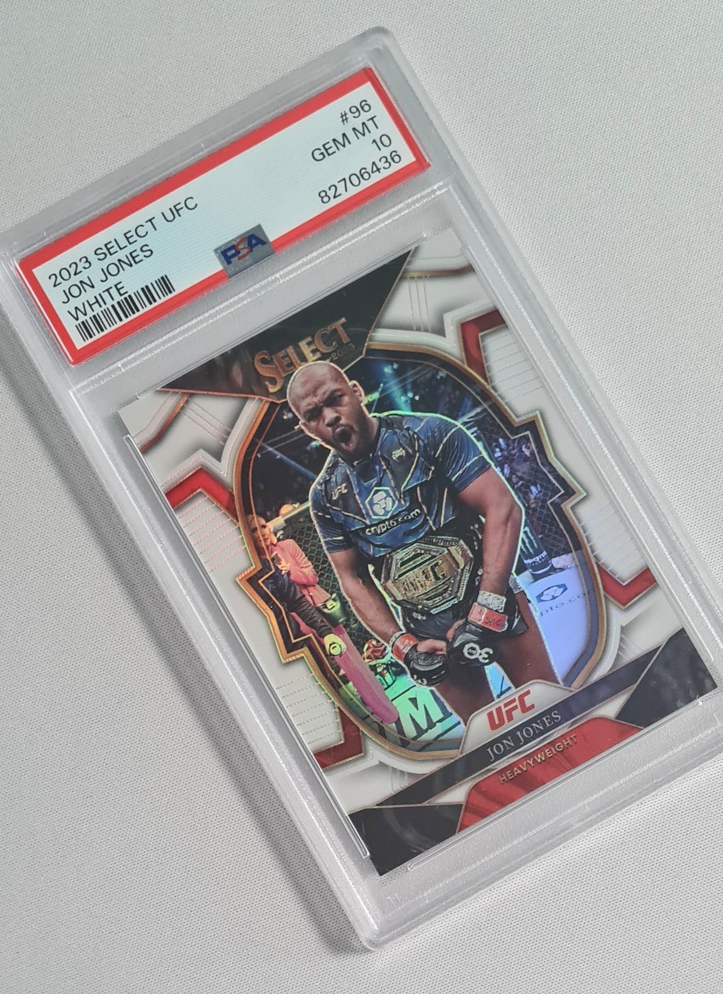 Jon Jones - 2023 Panini Select UFC Fighter Heavy Weight - White #96 /125 PSA 10 GEM MINT