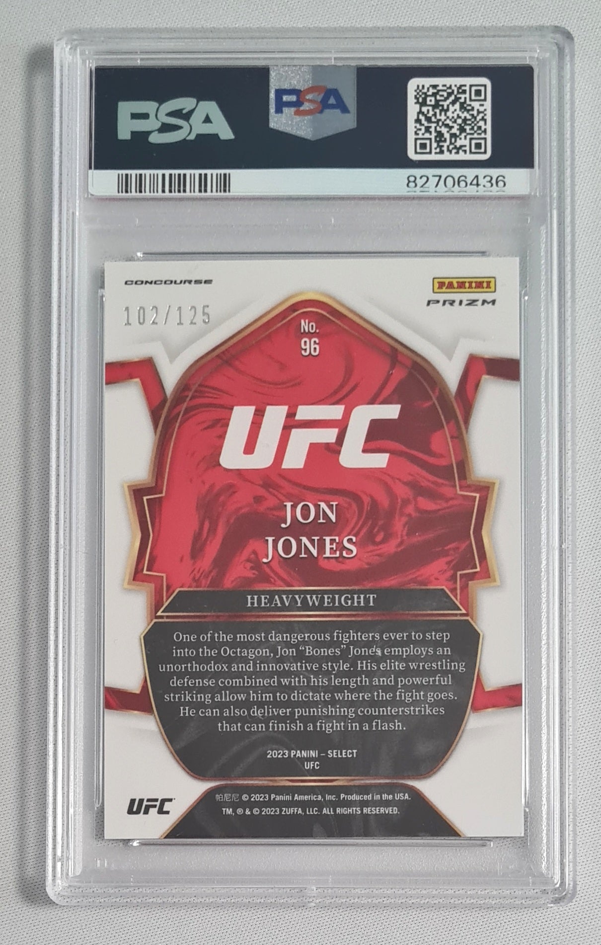 Jon Jones - 2023 Panini Select UFC Fighter Heavy Weight - White #96 /125 PSA 10 GEM MINT