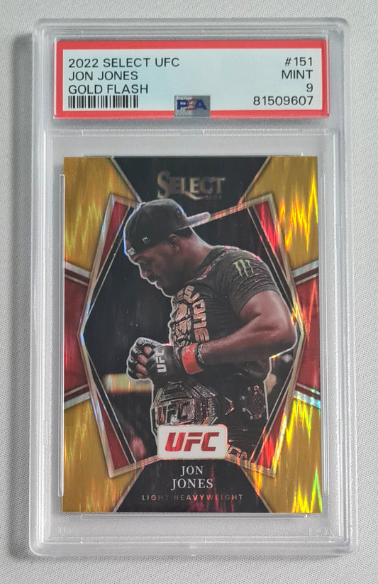 Jon Jones - 2022 Panini Select UFC Fighter #151 Gold Flash /10 PSA 9 MINT