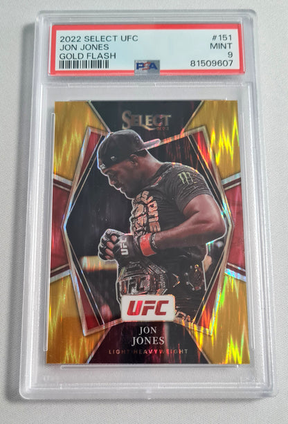 Jon Jones - 2022 Panini Select UFC Fighter #151 Gold Flash /10 PSA 9 MINT