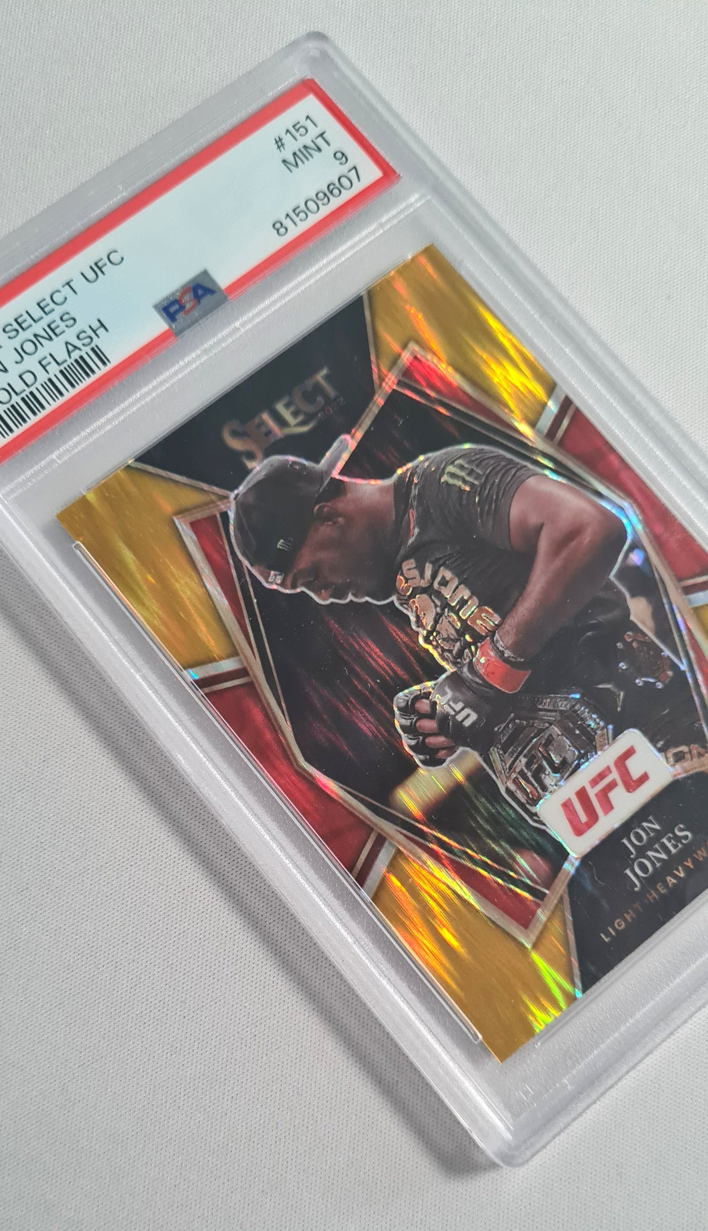 Jon Jones - 2022 Panini Select UFC Fighter #151 Gold Flash /10 PSA 9 MINT