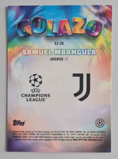 Samuel Mbangula - 2025 Topps Chrome Golazo Juventus (CL) #GZ-20