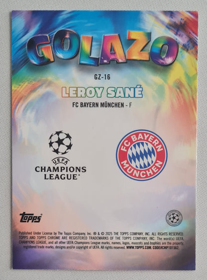 Leroy Sane - 2025 Topps Chrome Golazo FC Bayern Munchen (CL) #GZ-16