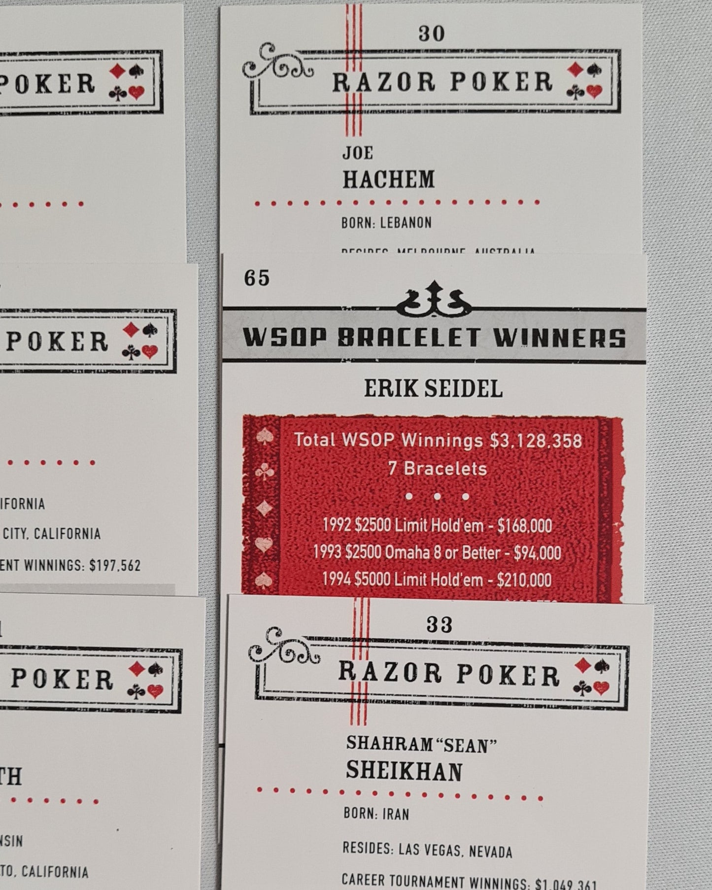 Poker Players Cards Lot (9 Cards) - 2006 Razor Entertainment Cards  WPT Stars