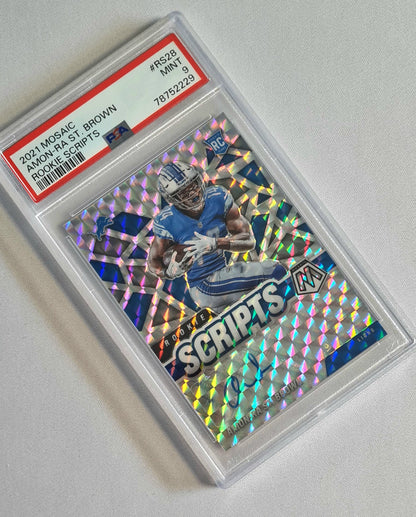Amon-Ra St.Brown - 2021 Mosaic Rookie Scripts #RS28 (RC) PSA 9 MINT / Autograph