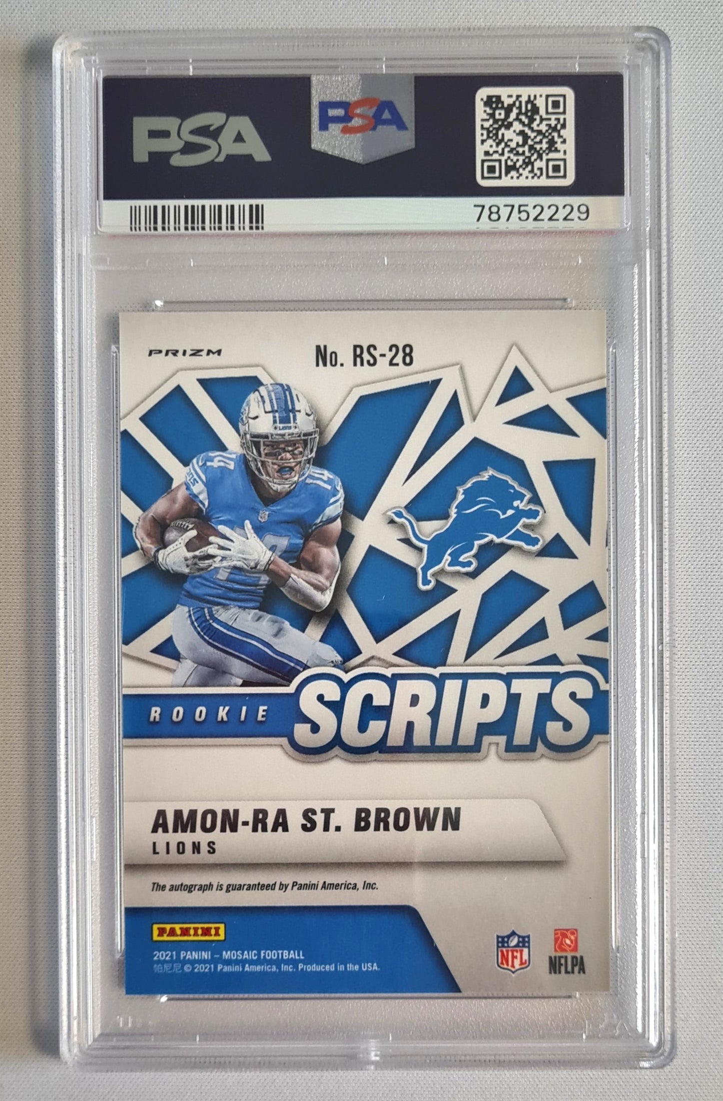 Amon-Ra St.Brown - 2021 Mosaic Rookie Scripts #RS28 (RC) PSA 9 MINT / Autograph