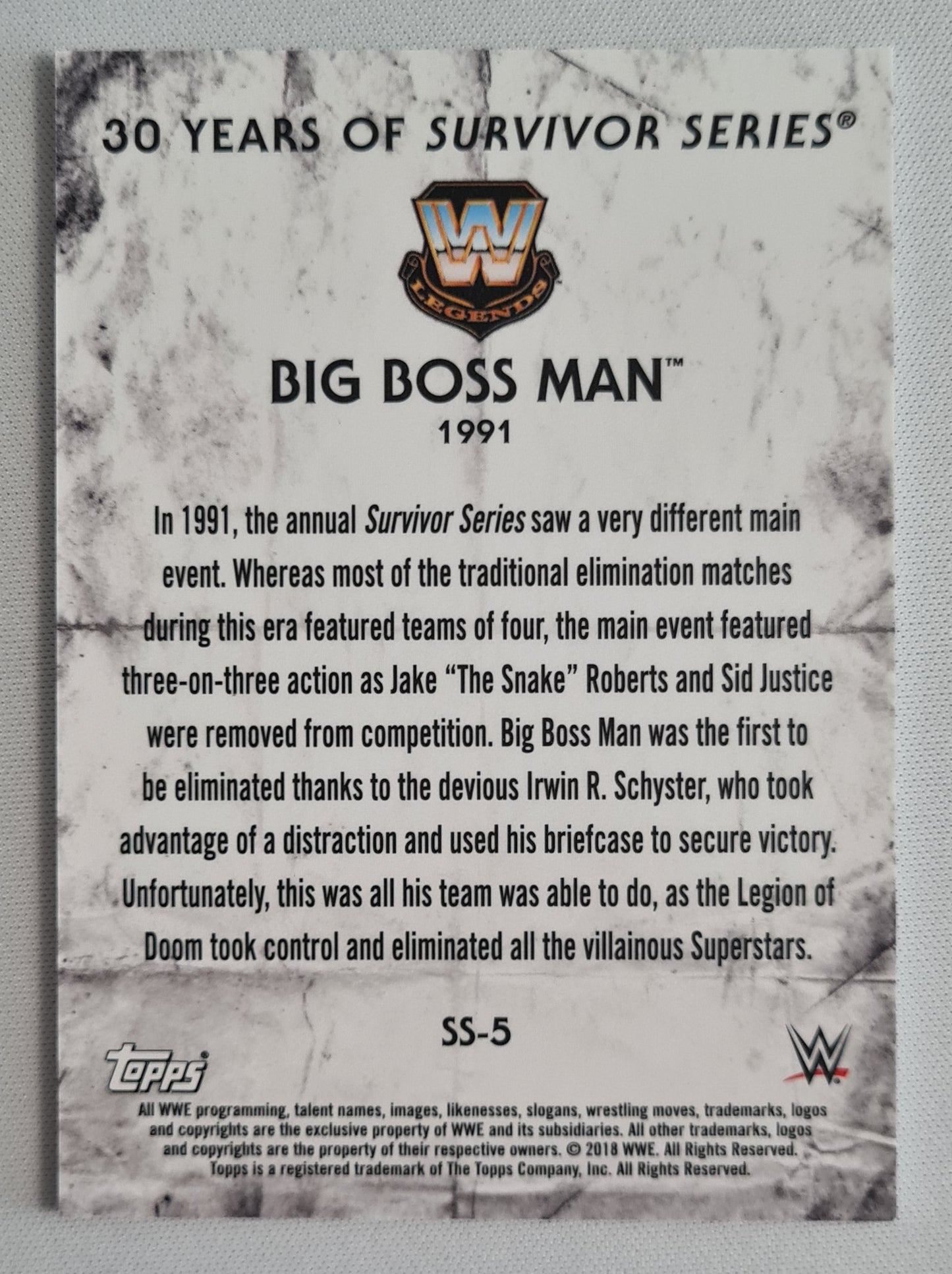 Big Boss Man - 2018 Topps WWE 30 Years of Survivor Series #SS-5