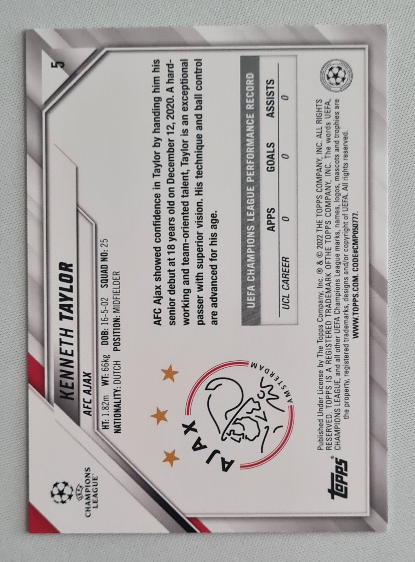 Kenneth Taylor - 2022 Topps Champions League #5