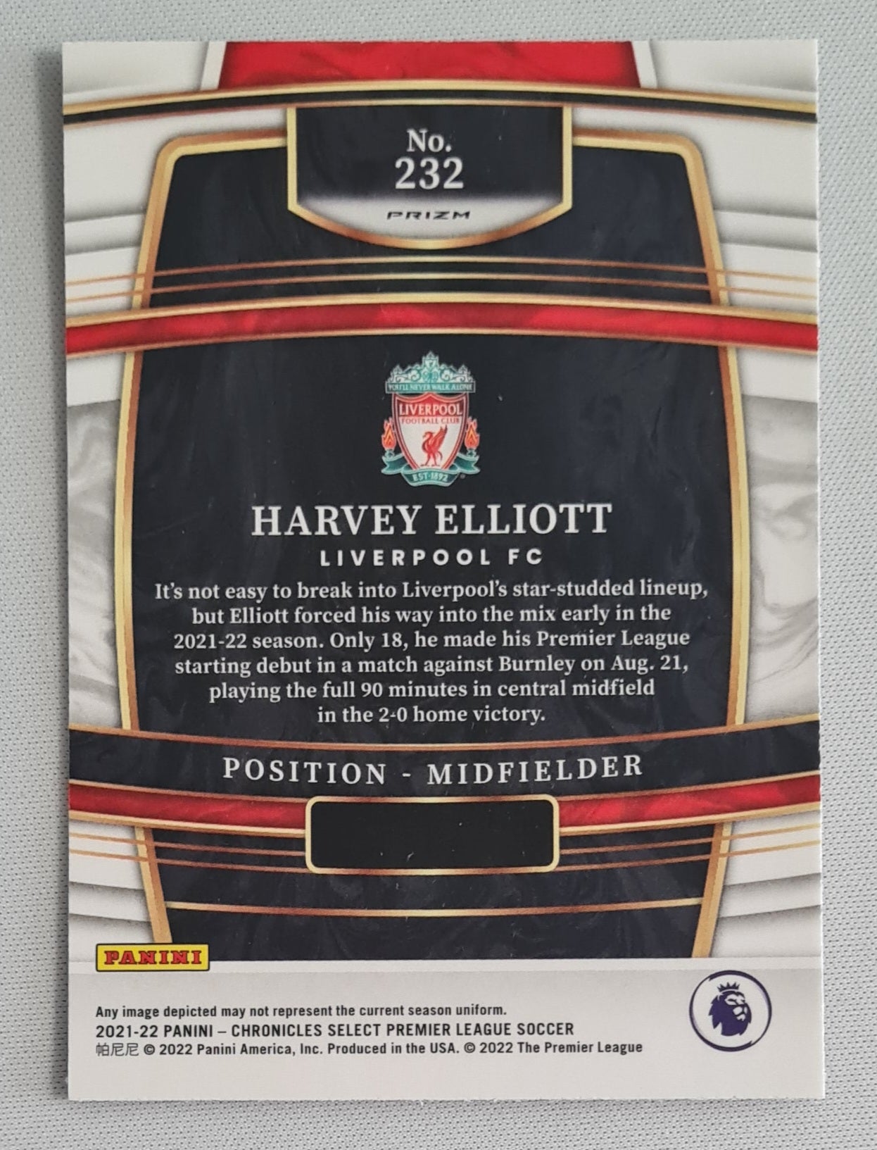 Harvey Elliot - 2021-22 Panini Select Purple/Red Mojo (RC) #232